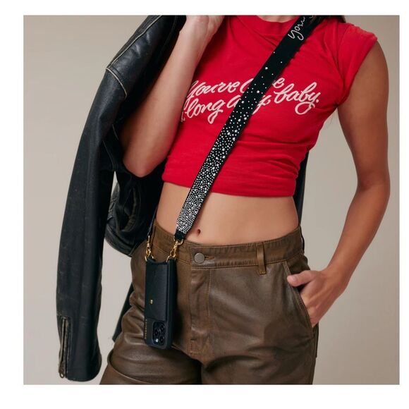 Bandolier Alanis rhinestone lyric crossbody belt/strap net nip - Picture 6 of 8